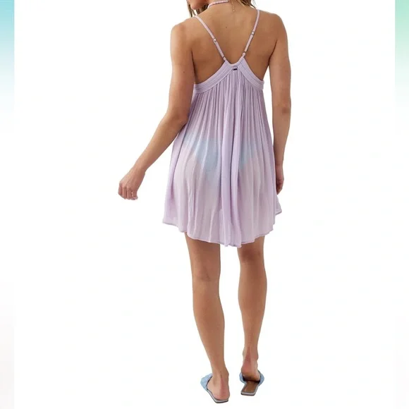 O'Neill Saltwater Solids Tank V-cut Mini Dress Bikini Coverup - Lilac - Picture 2 of 6